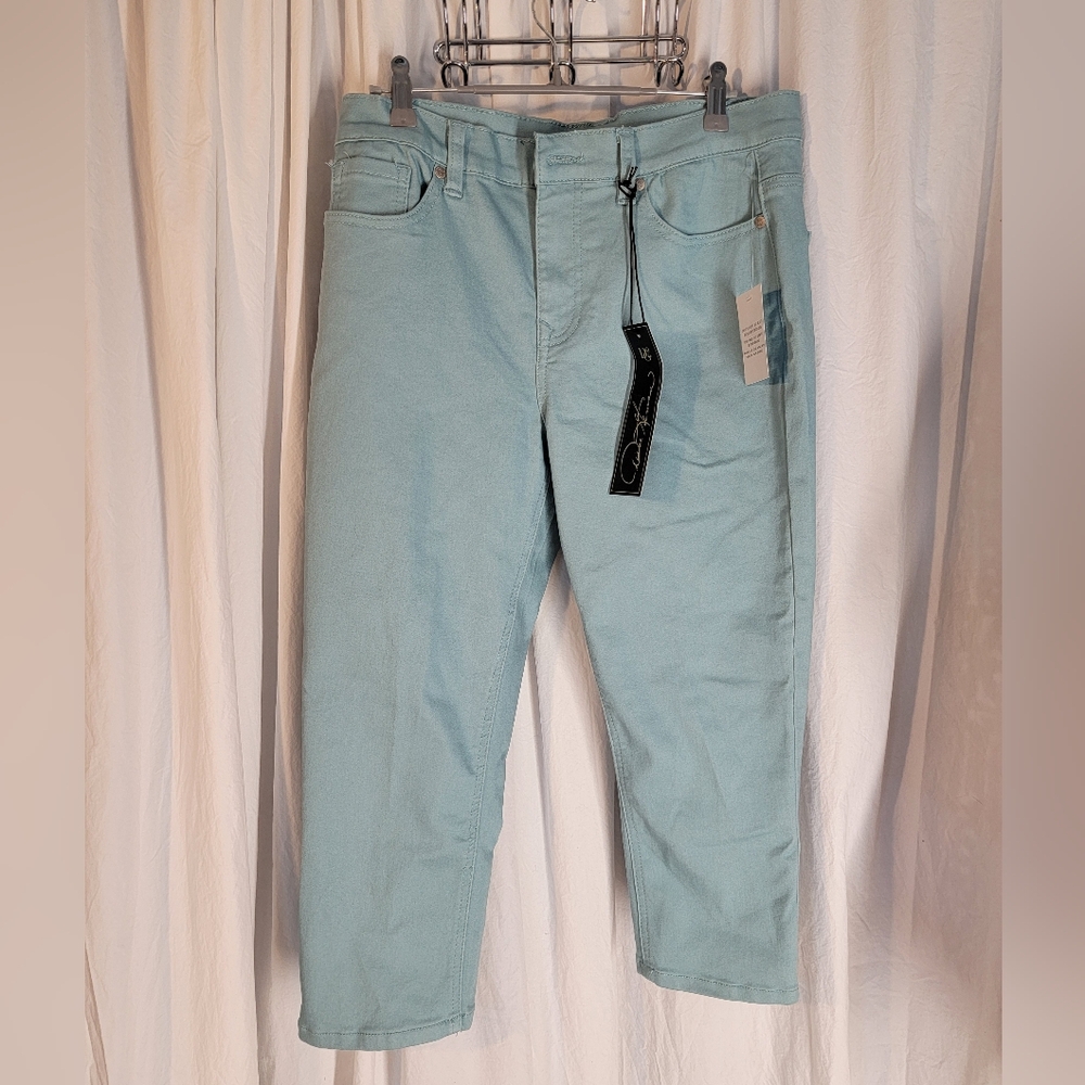 DG2 by Diane Gilman Light Aqua Slim Straight Cropped Jeans NWT